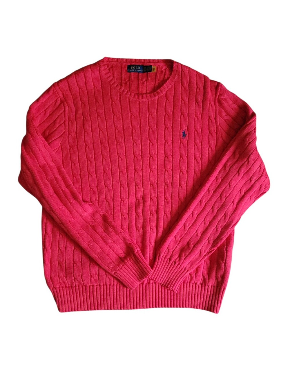 Polo Ralph Lauren Cable Knit Sweater XXL Red Cotton Preppy Heritage  Crewneck - Picture 3 of 9